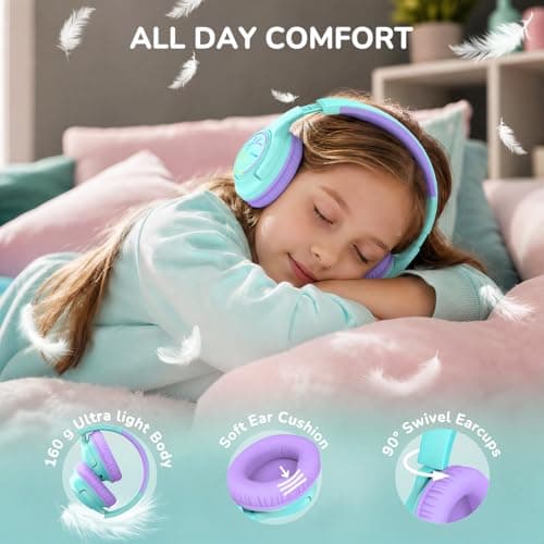 iClever BTH18 Kids Headphones Wireless with LED Lights 43H Playtime Travel — view 6