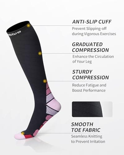 CAMBIVO Compression Socks for Women & Men 2 Pairs, Travel Flight Socks — view 3