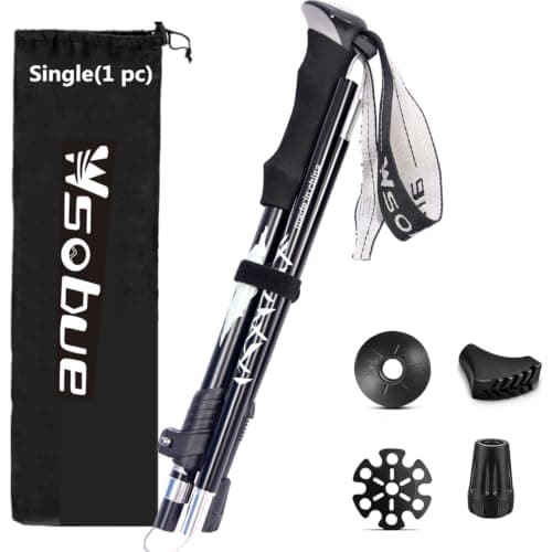 Trekking Pole, Collapsible Walking Hiking Stick for Men Women, Ultralight Aluminum Ski Pole with EVA Grip