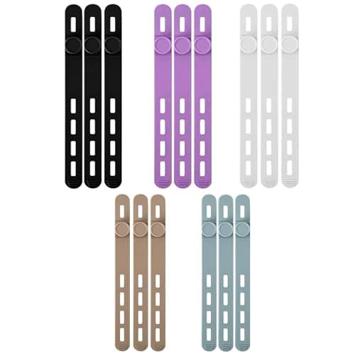 15 Pcs Silicone Cable Ties, Reusable Cord Organizer for Charger Cables, Hair Dryer, Home & Office, Flexible Cord Wraps for Electrical Wires