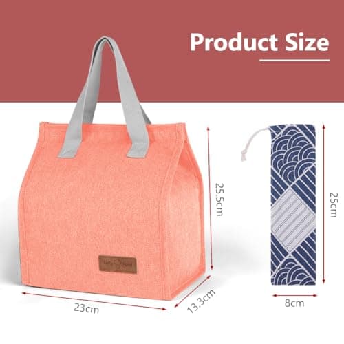 Vicloon Lunch Bags for Women Men, Portable Lunch Box Bag, Insulated Cooler Bag Thermal Leak-Proof Lunch Organizer, Thermal Cooler Bag for Work Outdoor School Travel - Watermelon Red — view 2