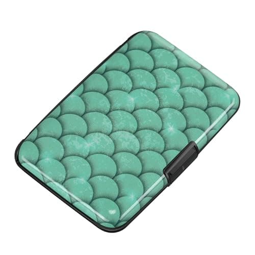 ELFISH RFID Blocking Credit Cards Holder Aluminum Wallet Metal ID Case for Men Women, Blue Scales, Minimalist