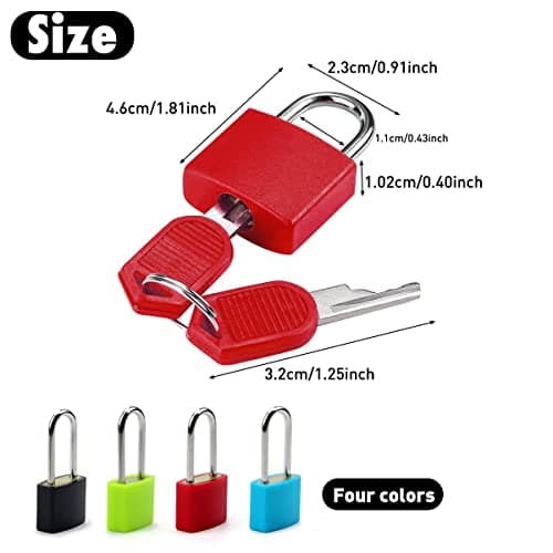 4 Pack Multicolor Long Handle Luggage Locks Suitcase Locks with Keys Travel Padlocks for Luggage Bag School Gym Lockers(Black, Green, Blue, Red)… — view 2