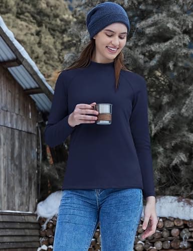 TACVASEN Ladies Thermal Tops Mock Neck Fleece Shirt Soft Compression Shirts — view 3