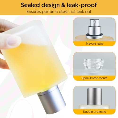 Bohoray 100ml Empty Glass Perfume Atomiser, Clear Glass Atomiser Spray Bottles, Refillable Spray Perfume Bottles Fine Mist Cosmetic Container for Travel (Grey Cover) — view 3