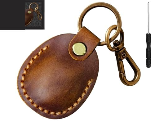 1 Pack Genuine Leather for Apple AirTag Holder for Pet,Luggage,Bags,Key
