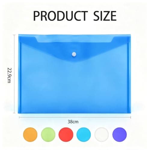 Qcdou Plastic Wallets A4, 6Pcs Plastic Document Folder, Waterproof Wallets Folders, Document File Folders with Button, A4 Popper Wallets for Home Office School Organization Supplies — view 2