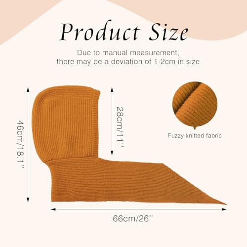 ACUSHLA Women's Hooded Scarf, 2-in-1 Knitted Hat Scarf Neck Warmer, ORANGE — view 4