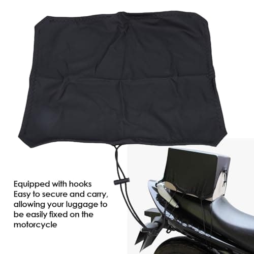 KKPLZZ Motorcycle Cargo Net, Elastic PU Leather Luggage Rain Cover with 6 Hooks, for Helmet and Motorcycle Accessories — view 3