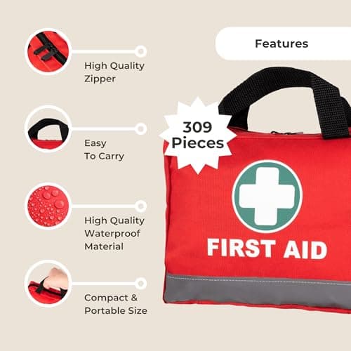 Straame 309 Piece First Aid Kit, Red Emergency Medical Set for Car & Travel — view 2