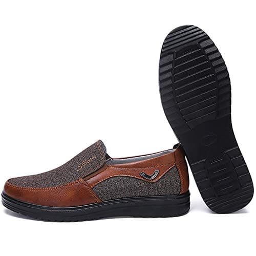 COSIDRAM Mens Slip on Loafers Walking Casual Driving Shoes Canvas Flat Lightweight Outdoor Brown 8 — view 6
