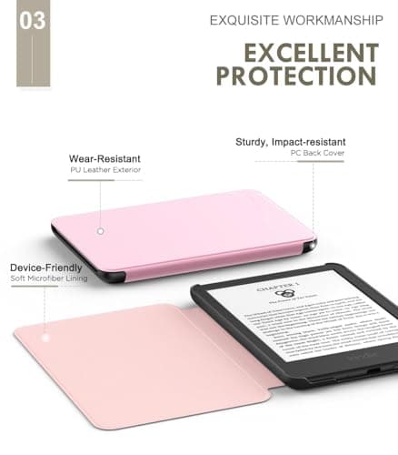 MoKo Case for 6" Amazon Kindle Basic 11th Gen 2024/2022, Nosegay Pink — view 4