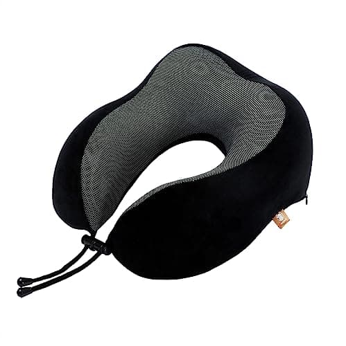Makimoo Memory Foam Travel Pillow, Neck Pillow with 360-Degree Head Support, Comfortable and Lightweight, Ideal for Sleeping on Airplane, Car, Train, Bus and Home Use, Comes with Storage Bag (Black) — view 4