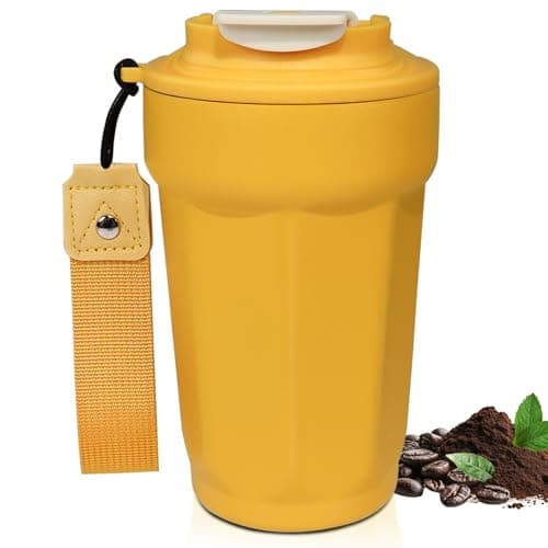 DITOSH Insulated Coffee Tumbler 450ml Travel Coffee Mug 316 Stainless Steel Direct Drink Opening Leakproof Lid Reusable Insulated Coffee Mug Hot and Cold Ideal Travel Mug for Coffee Lover Daily