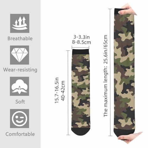 Muntayson Camouflage Texture Athletic Cushioned Crew Socks Cushioned Crew Socks with Arch Compression Secure Fit Women Men — view 2