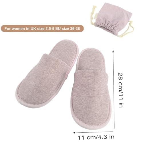 Travel Slipper for Women and Men with Storage Bag, 1 Pair Outdoor Foldable Portable Non-Disposable Spa Slippers (Dusty Pink, M, UK Footwear Size System, Adult, Women, Numeric Range, Medium, 3.5, 5) — view 4