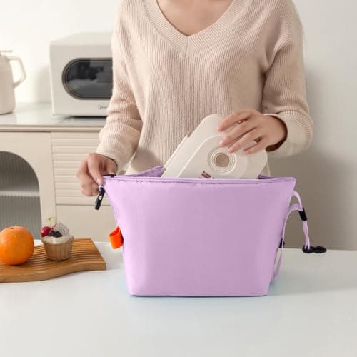 YUDANSI Insulated Lunch Bag with Thick Foil, Leakproof Thermal Lunch Tote for Work School Picnic, Large Capacity Cooler Bag with Adjustable Shoulder Strap for Men Women Adults Kids (Purple) — view 2