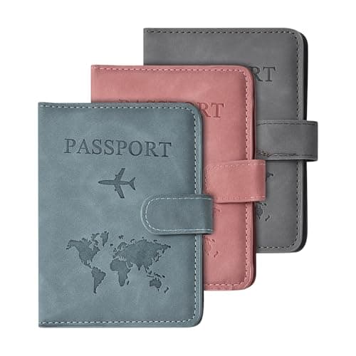 Haluway 3 Pcs Passport Holder Cover, PU Leather Travel Wallet with RFID Blocking, 9-Pocket Passport Organiser for Cards, Tickets, Boarding Passes & SIM Cards, Travel Accessories for Men & Women — view 3