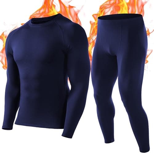 Roadbox Men's Thermal Underwear Sets - Fleece Lined Long Johns Base Layer Tops & Bottoms Quick Dry for Winer Skiing Cycling