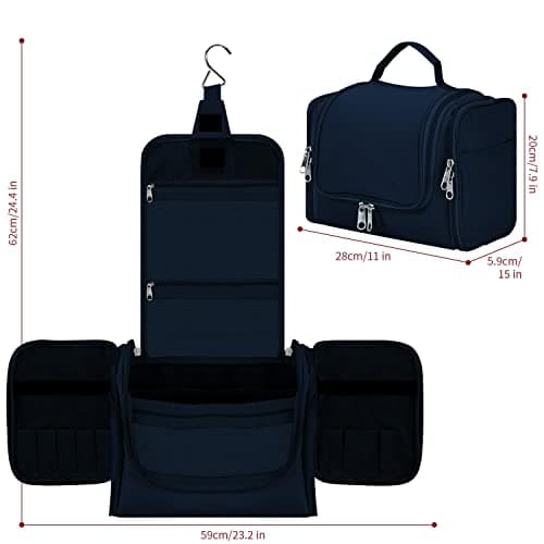 Vinsani Premium Toiletry Bag 5 Compartment Travel Wash Bag Unisex, Navy — view 6