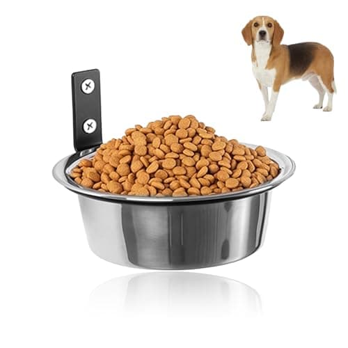 Wall Mounted Dog Bowl, Stainless Steel Hanging Pet Bowl Foldable Food and Water Bowls Anti-Roll for Dog Cat Bird Guinea Pig Rabbit Silver 20 * 8 cm
