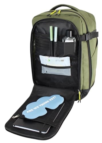 Fashion by Purdashian Ryanair Cabin Bag 40x20x25 | Maximum Cabin Suitcase | Ryanair Carry On Backpack Underseat CabinBag | Carry on Luggage for Men Women | Travel Bag Backpack (Green - Design 2) — view 2