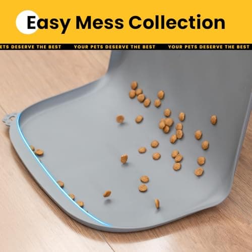Conlun Dog Food Mat with Side Pocket & Hook Hole, Soft Raised Edges, Easy Clean Waterproof Non-Slip Pet Feeding Mat for Cats and Dogs Water Bowl, Pets Accessories(46x30cm,Grey) — view 2