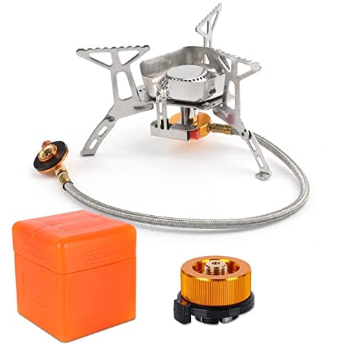 Colmthys Camping Gas Stove, Portable Windproof Backpacking Burner Cooking Stoves 3500W for BBQ Outdoor Cooking Hiking Fishing Picnic with Piezo Ignition Adapters Converter