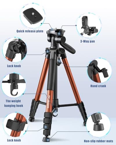 POLAM-FOTO 188cm Aluminium Camera Tripod with 3-Way Head — view 6