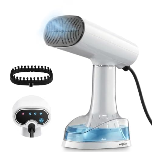 Keplin Handheld Clothes Steamer - Travel Steamer for Clothes, 2 in 1 Portable Garment Steamer with Ceramic Dry Iron Panel, Detachable 380ml Water Tank, 1640W Fast 30s Heat Up, Universal Bottle Adaptor
