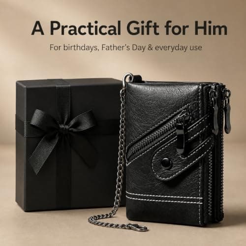 Rayakt Mens Wallets with Zip Coin Pocket Leather Wallets for Men — view 5