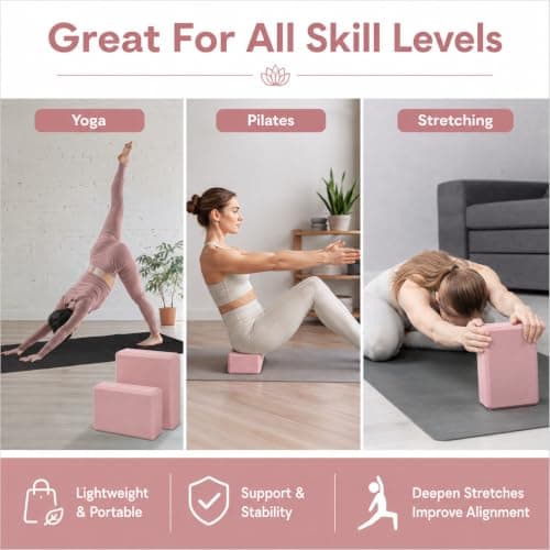 Exerz Yoga Blocks 2 Pack EVA Foam Gym Bricks Pilates Stretch Blush Pink — view 6