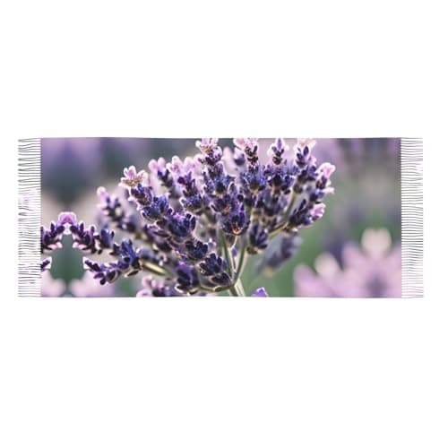 Lavender Flower Print Elegant Fringe Scarf Shawl Wrap For Women Winter Fall Spring Travel Accessory Gift — view 5