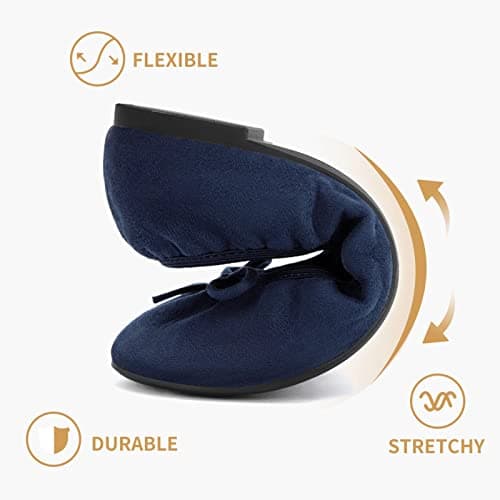 Greatonu Women's Ballet Pumps Comfort Foldable Portable Travel Slip on Slipper Bow Tie Flats Shoes Navy 5 UK — view 6