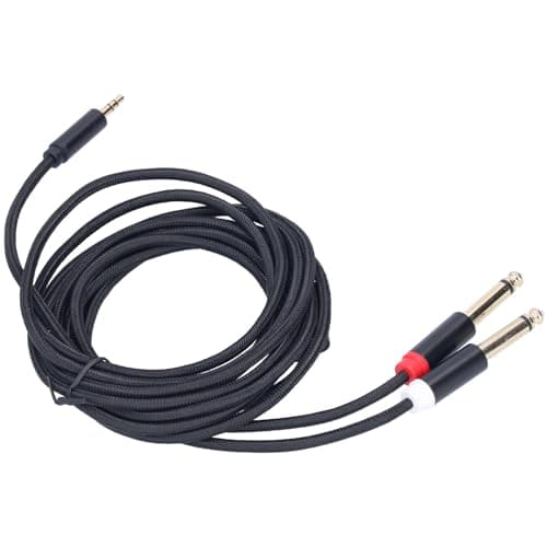 FILFEEL 3683 Cotton Woven Mesh Adapter Cable - 3.5mm Male to Dual 6.35mm Plug, & Stylish 2m/6.6ft Connection (3 Meter / 9.8ft) — view 5