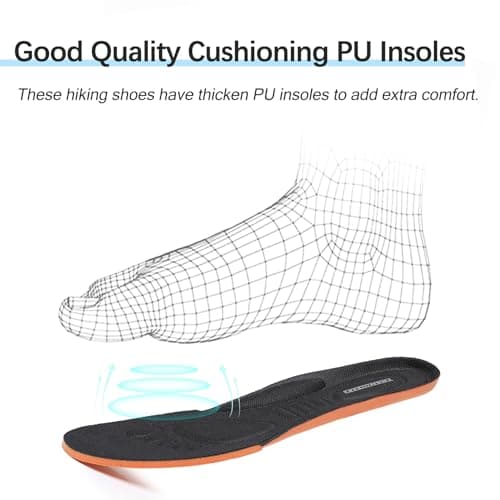 TRAILBLITZ Hiking Shoes Sport Outdoor Walking Shoes Mens Lightweight Breathable Durable Hiking Boots Deep Lugs & EVA Cushioning Woman Man (Black,6) — view 6