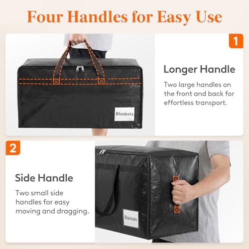Lifewit 6 Pack Large Moving Bags with Lids and Sturdy Handles, Black — view 3