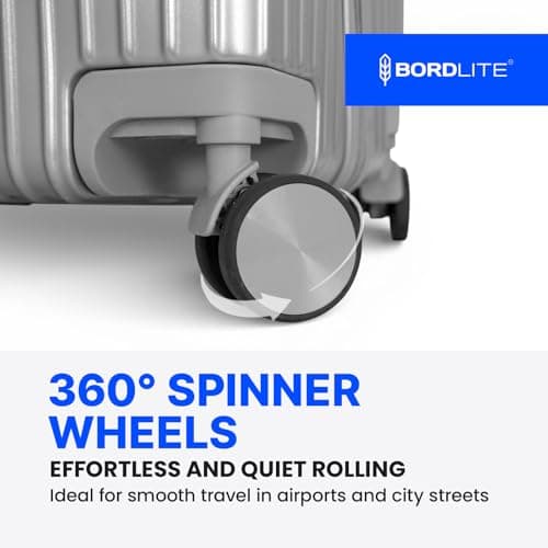 Bordlite 24 Inch Medium Suitcase (65x41x25cm) Lightweight ABS Hard Shell Checked Luggage – Durable Travel Case with 360 Spinner Wheels, Telescopic Handle & Combination Lock – Silver — view 5