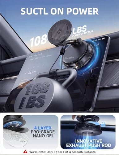Tiurshfrs 2026 New Model Car Phone Holder & Magnetic Car Mount, Dashboard 2-in-1 with Air Freshener, Ultra-Strong Suction & 35N Magnet for iPhone 15-17/Android, No Residue Design (Black) — view 3
