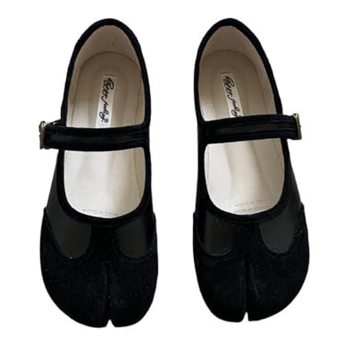 Tabi Shoes Women Mary Janes Ballet Flat - Low Top Split Toe Orthopedic Cute Casual Comfortable Walking Lightweight Female Solid All-Match for Daily Wear Beach Travel Athleisure Standing All Day, Black
