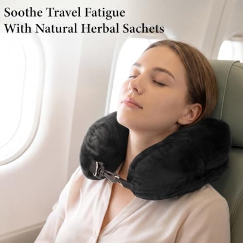 Elegaperma Neck Pillow Storage, Velvet Stuffable Travel Pillow — view 2
