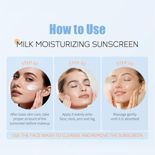 Wenrny Daily Moisturizing Milk Sunscreen for Face & Body,2 Pack Everyday Milk Sunblock with Sodium Hyaluronate for Even Skin Tone,Long Lasting Travel Size Broad Spectrum Sun Protection Cream — view 6