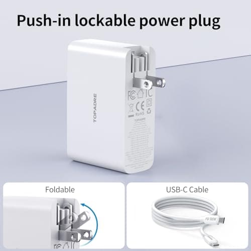 100W USB C Travel Charger, 4-Ports Foldable Travel Adapter Plug Converter with UK/EU/AU Plugs,Fast Charging for Macbook Pro/Air,for iPad Pro/iPhone 16/15 Pro Max, for Galaxy S24 S23, White — view 4