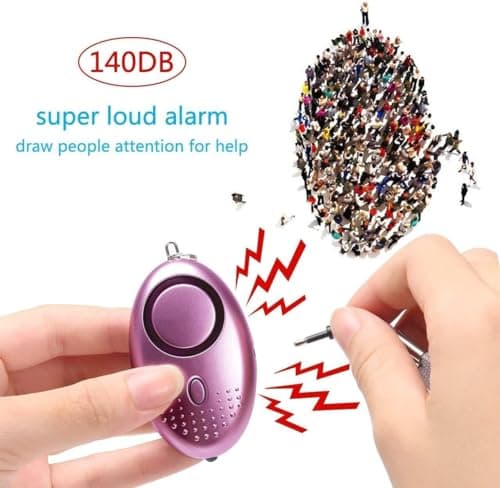 Personal Alarm with LED Lights, Police Approved, Emergency Safety Keychain Alarm, 140DB Sound, Rape Attack Safety Kit for Women, Kids, Students, Night Walker (Purple) — view 4