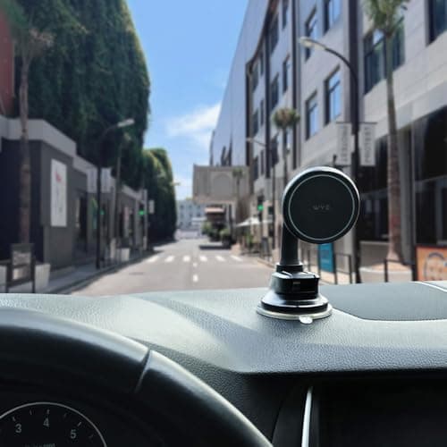 WYE 360° Rotatable Car Phone Mount for Dashboard & Windshield, Magnetic Car Holder with Extended Reach Telescopic Arm & Soft Silicone Carbon Finish for MagSafe iPhone & Android - Black — view 5