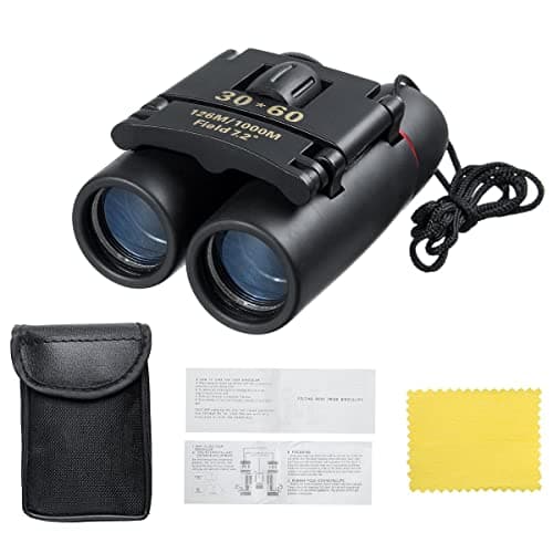 Mini Binoculars For Adults, 30X60 Compact Binoculars Non Damaged Folding Binoculars Telescope With Low Light Night For Bird Watching, Travelling, Sightseeing, Hunting, Etc (Blue film)