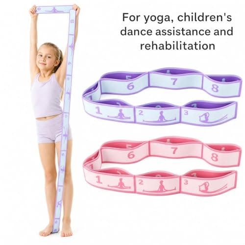 2 Pack Resistance Bands for Stretching, Yoga Stretch Bands with 8 Adjustable Loops, Exercise Stretch Bands for Yoga Pilates Gymnastics Physical Therapy, Flexibility Bands for Women Beginners — view 2