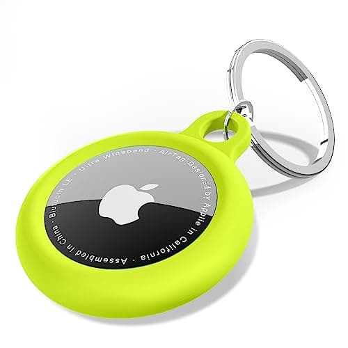 oakxco for Airtag Keychain Silicone Neon Green, Airtag Holder with Key Ring, Air Tag Cover Cute Accessories for Kids, Luggage, Car Dog Collar, Car, Compatible with Apple Airtag Case Waterproof, Lime