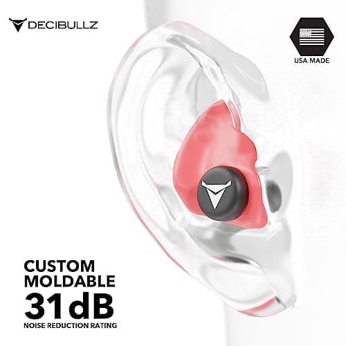 Decibullz - Custom Molded Earplugs, 31dB Highest NRR, Comfortable Hearing Protection for Shooting, Travel, Swimming, Work and Concerts (Red) — view 4