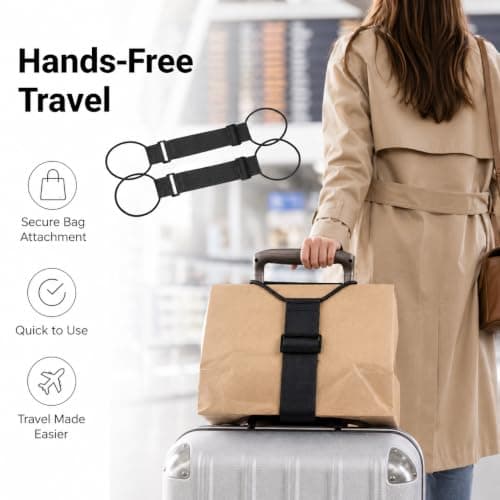 4 Pack Black & Rainbow Colour Elastic Luggage Straps, Heavy Duty Adjustable Bungee Travel Belts for Suitcase, Carry-On Luggage, Backpack, Stroller & Moving Boxes, Durable Secure Hold — view 2
